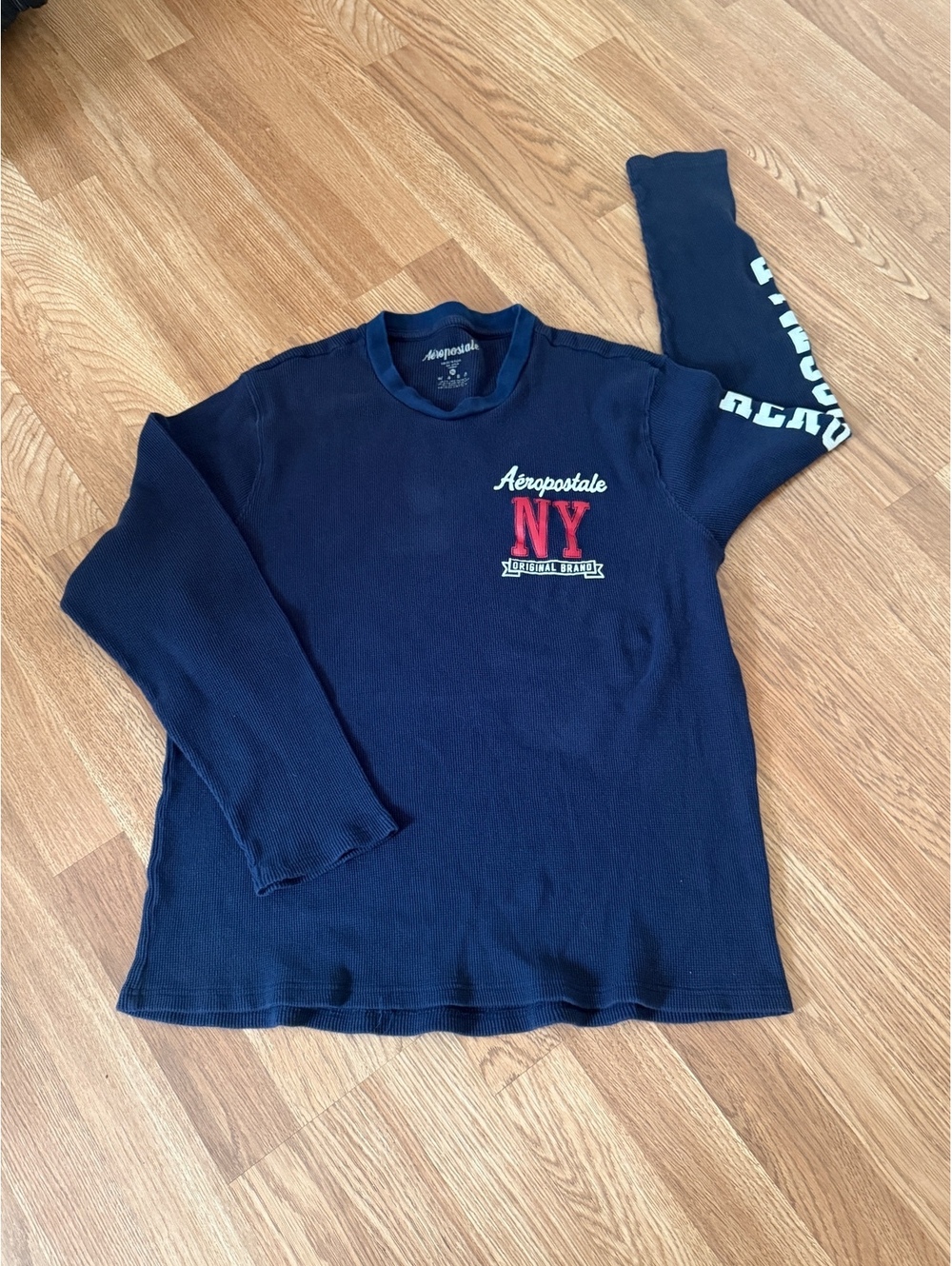 aeropostale men's navy blue waffle knit long sleeve shirt size 3XL